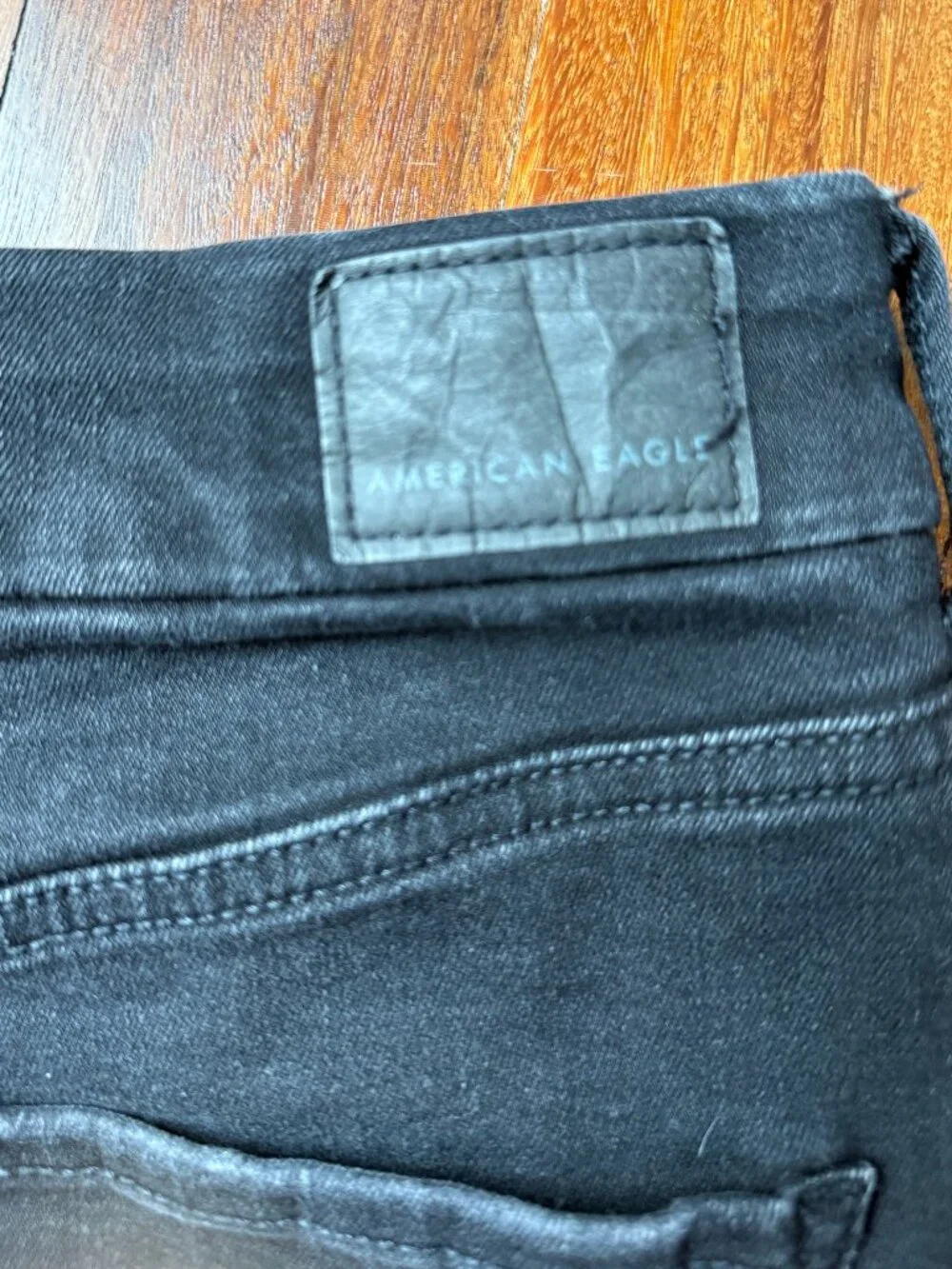 American Eagle Sz 4 Black Distressed Denim Skirt
